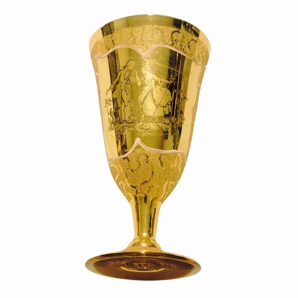 Vintage Gold Lusterware Decanter & Stemware Glasses Set - Picture 5 of 8